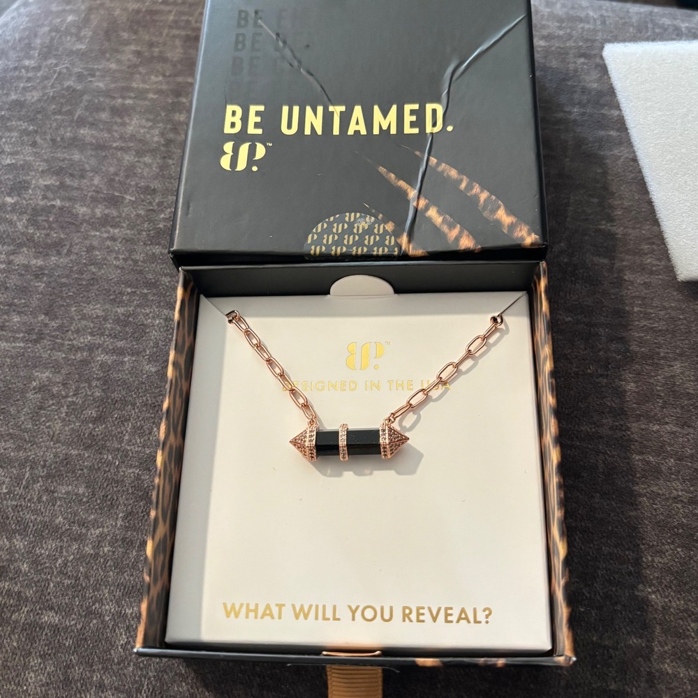 Bomb Party BP BE UNTAMED NK57008 "Whispered Growl" Black Onyx CZ on Rose‎ Gold